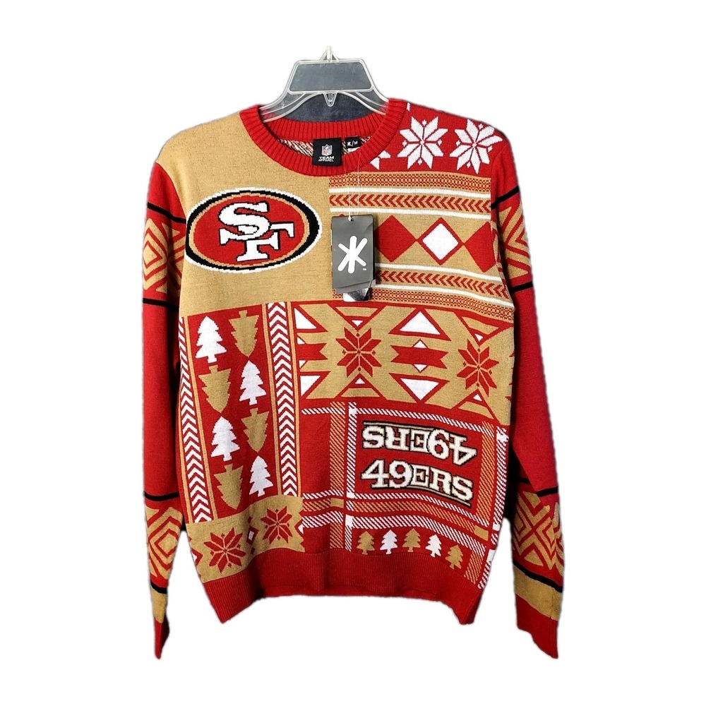 NWT‎ NFL San Francisco 49ers Christmas Sweater Men's Medium Block